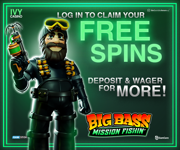 Log in and launch Big Bass Mission Fishin' to claim free spins on Big Bass Mission Fishin'.  To be eligible for the Free Spins, Players must deposit and wager a minimum of £20 cash on slot games only to enter.