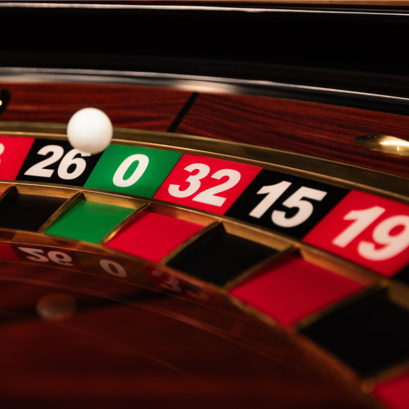 zoom in shot of roulette table during a roulette game.