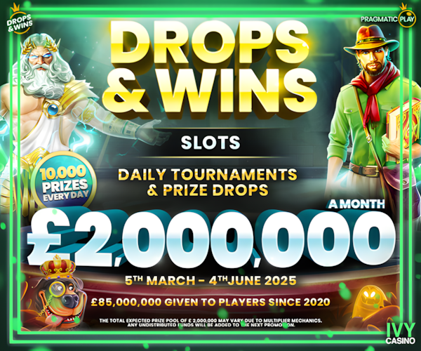 From the 5th March 2025 - 4th June 2025 join our drop and wins daily promotion for a chance to win. The expected daily prize pool is £30,000.