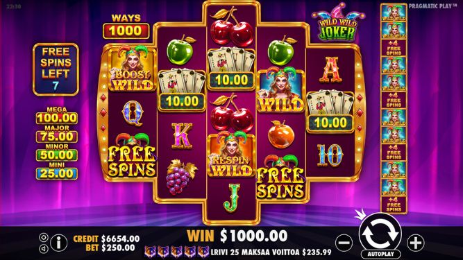 Symbols pay left-to-right and right-to-left in Wild Wild Joker, setting the stage for wild wins of up to 5,000x. If wilds land on reels one and two with money symbols on reels 3-5, or wilds on four and five with money symbols on 3-1, the values of all connected money symbols are won.