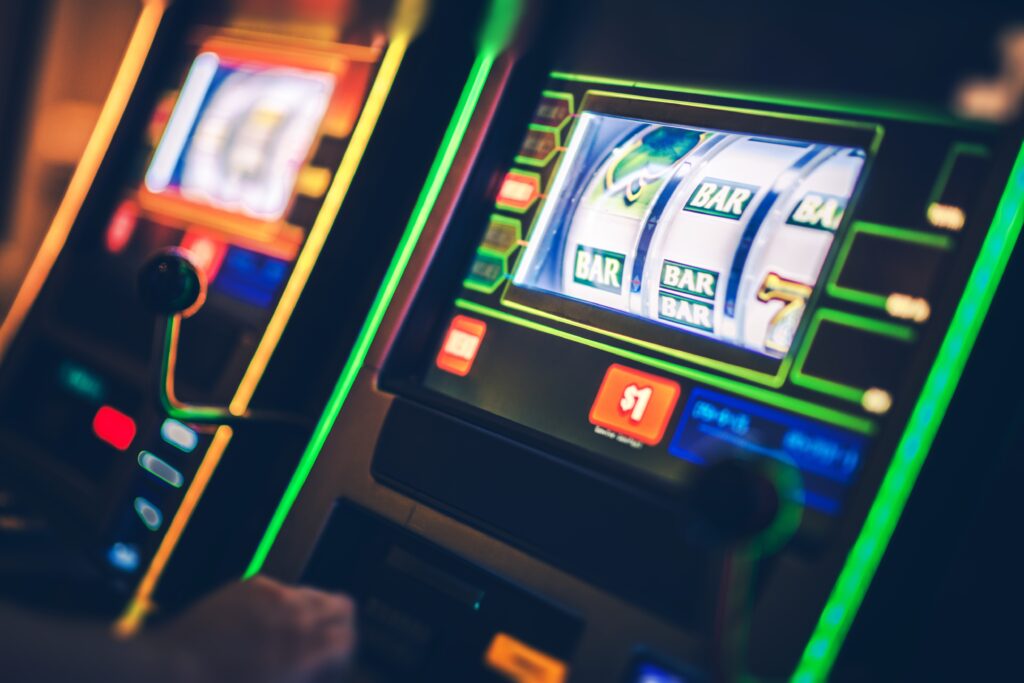 A photo of a slot machine in a casino.