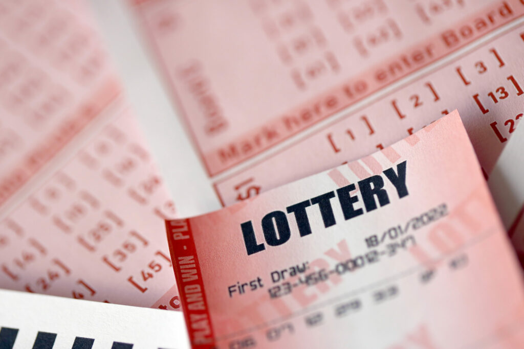 A close up photo of a lottery ticket.