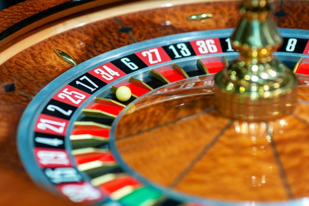 A close up photo of a roulette wheel.