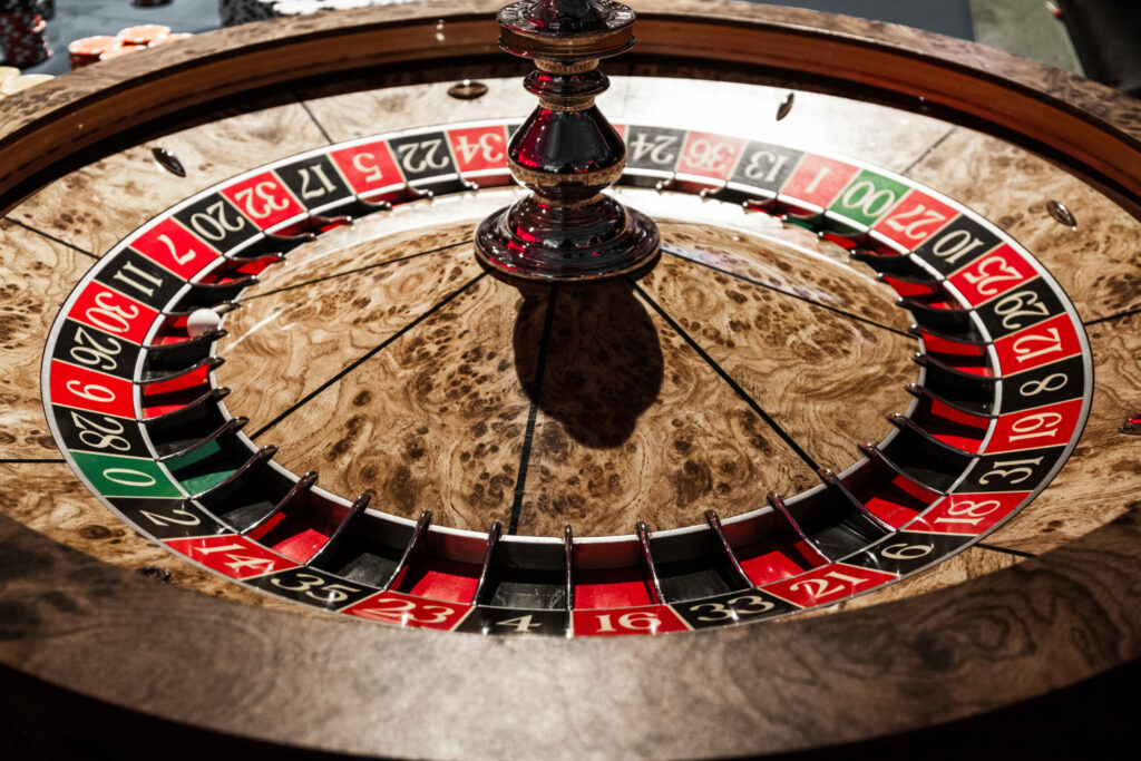 A photo of an American roulette wheel.