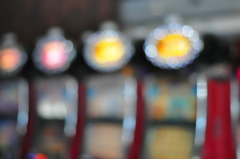 Slots in a casino. Blurred image.