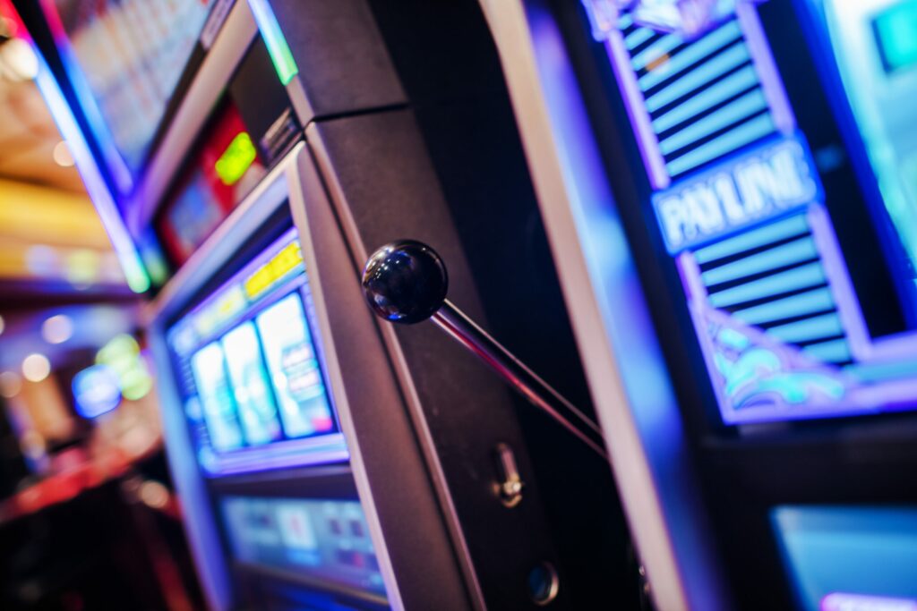 Close up of machines in a casino.