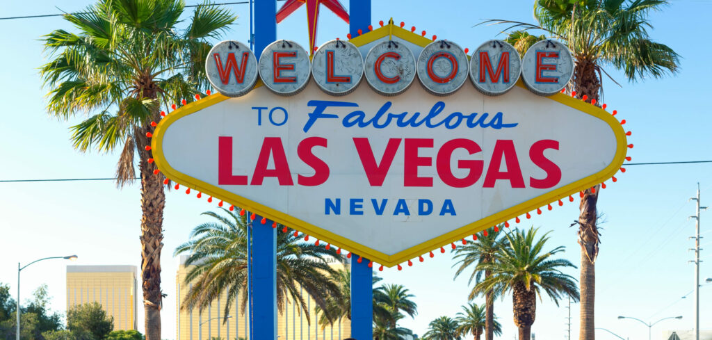 Las Vegas sign that reads "Welcome to Fabulous Las Vegas Nevada".